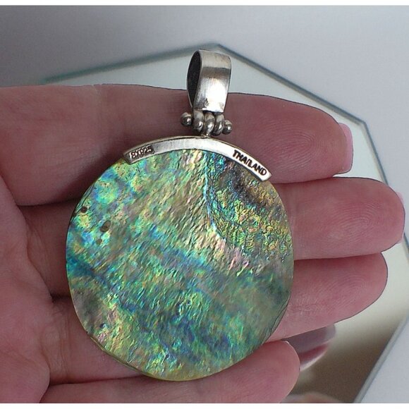 Sterling Silver Abalone Shell Pendant Made In Thailand - Picture 4 of 5